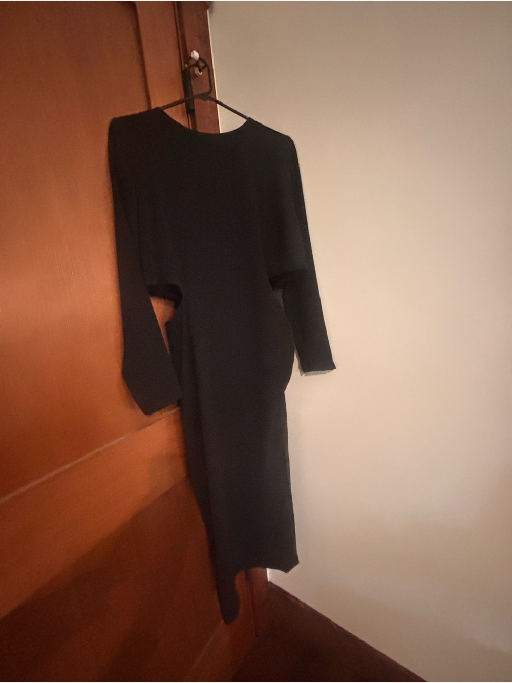 Zara Black Long-Sleeve Cutout Midi Dress